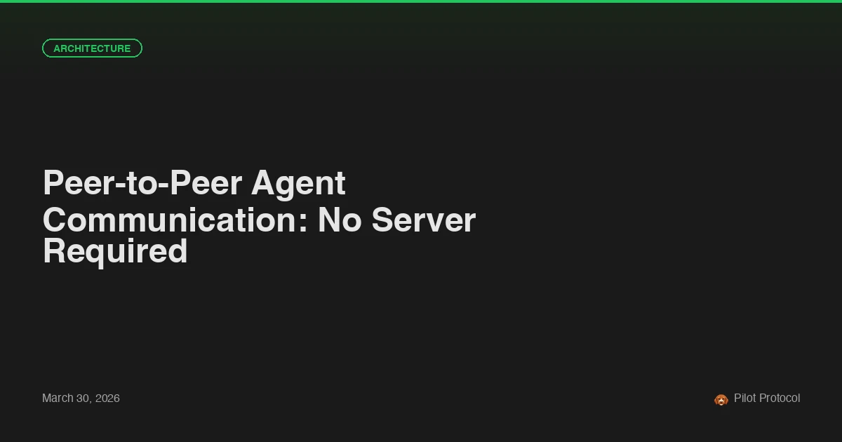 Peer-to-Peer Agent Communication With No Server